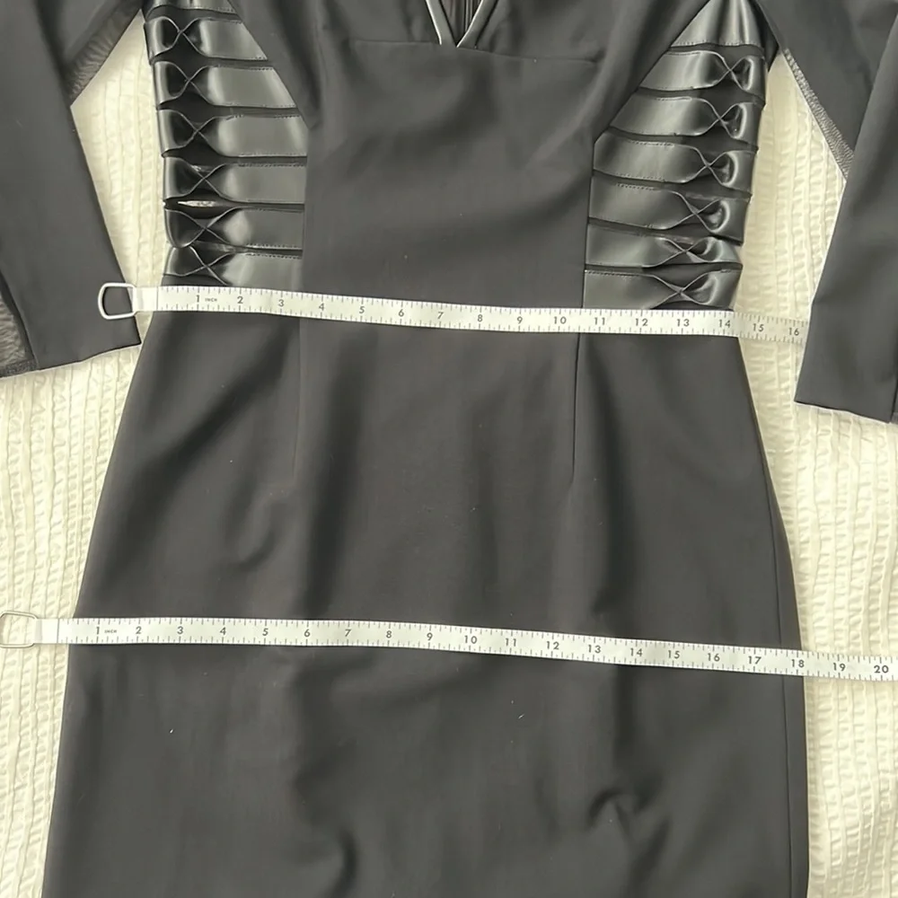 NEW VTG Rachel Roy Wool Leather Sexy Stretch Black Mini Sheath Zoe Dress 4 S 6 M - Picture 17 of 17